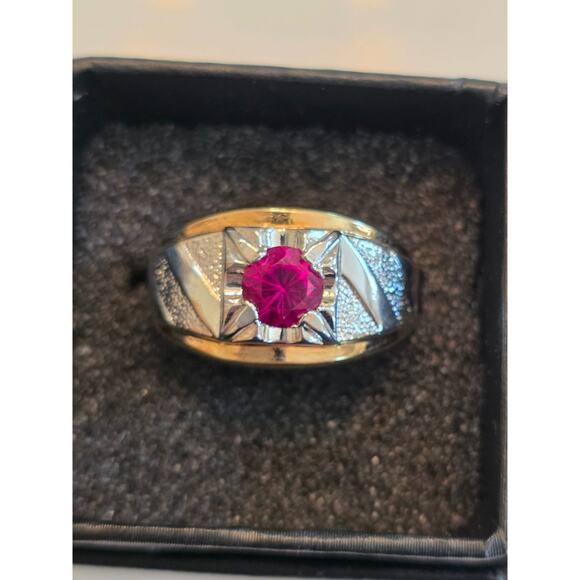 LIND 14K Yellow Gold HGE Ruby & Silver Ring‎ 11.5 Size 11.15 grams - Picture 1 of 13